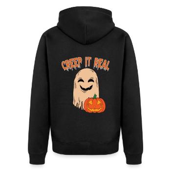 Mignon Halloween Fantôme Halloween - Veste à capuche bio Premium Unisexe - noir - Dos - Nico (187cm)