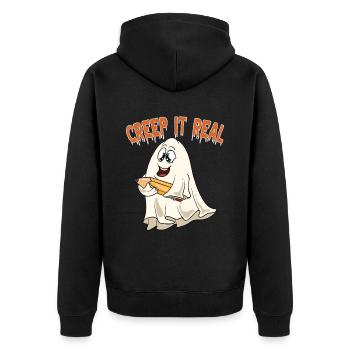 Mignon Halloween Fantôme Halloween - Veste à capuche bio Premium Unisexe - noir - Dos - Nico (187cm)