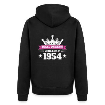 Real Queens 1954 Born Birthday - Unisex Premium Organic Zip Hoodie - black - Back - Nico (187cm)