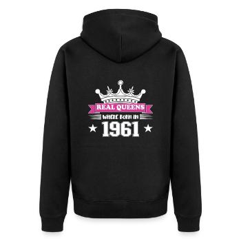 Real Queens 1961 Born Birthday - Unisex Premium Organic Zip Hoodie - black - Back - Nico (187cm)