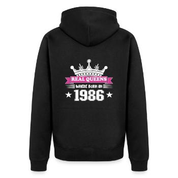 Real queens were born in 1986 Birthday - Unisex Premium Organic Zip Hoodie - black - Back - Nico (187cm)