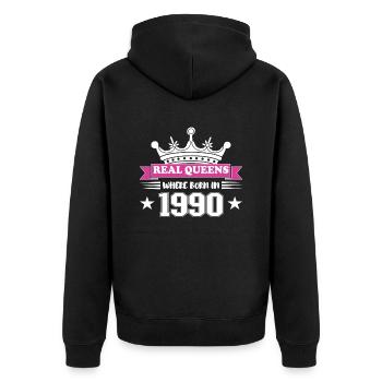 Real Queens Were Born In 1990 Birthday - Unisex Premium Organic Zip Hoodie - black - Back - Nico (187cm)