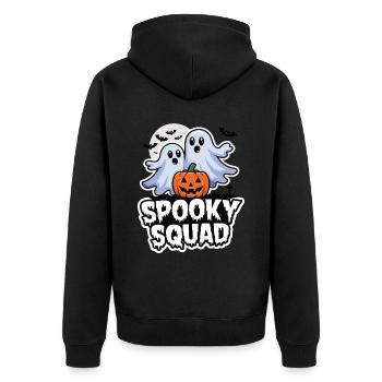 Halloween Spooky Squad Geist mit Mütze - Unisex Premium Bio Zip Hoodie - Schwarz - Hinten - Nico (187cm)