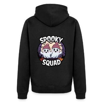 Halloween Spooky Squad Geist mit Mütze - Unisex Premium Bio Zip Hoodie - Schwarz - Hinten - Nico (187cm)