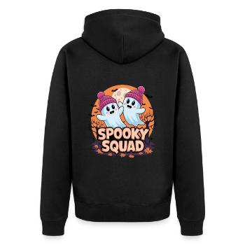 Halloween Spooky Squad Geist mit Mütze - Unisex Premium Bio Zip Hoodie - Schwarz - Hinten - Nico (187cm)