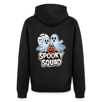 Halloween Spooky Squad Geist mit Mütze - Unisex Premium Bio Zip Hoodie - Schwarz - Hinten - Nico (187cm)