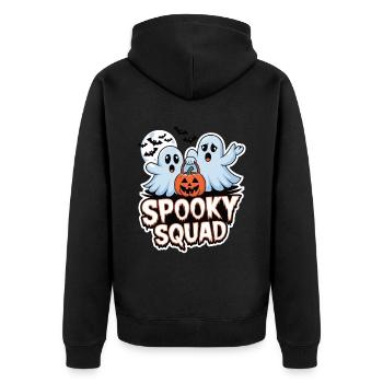 Halloween Spooky Squad Geist mit Mütze - Unisex Premium Bio Zip Hoodie - Schwarz - Hinten - Nico (187cm)