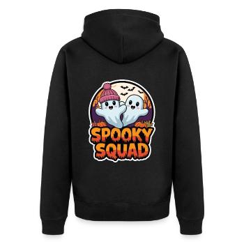 Halloween Spooky Squad Geist mit Mütze - Unisex Premium Bio Zip Hoodie - Schwarz - Hinten - Nico (187cm)