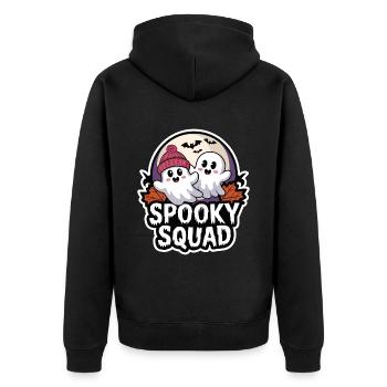 Halloween Spooky Squad Geist mit Mütze - Unisex Premium Bio Zip Hoodie - Schwarz - Hinten - Nico (187cm)