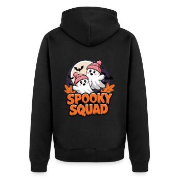 Halloween Spooky Squad Geist mit Mütze - Unisex Premium Bio Zip Hoodie - Schwarz - Hinten - Nico (187cm)