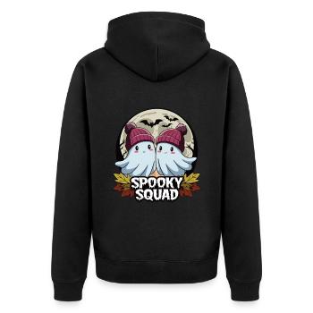 Halloween Spooky Squad Geist mit Mütze - Unisex Premium Bio Zip Hoodie - Schwarz - Hinten - Nico (187cm)