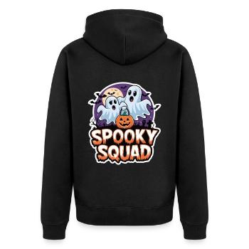 Halloween Spooky Squad Geist mit Mütze - Unisex Premium Bio Zip Hoodie - Schwarz - Hinten - Nico (187cm)