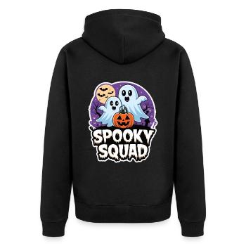 Halloween Spooky Squad Geist mit Mütze - Unisex Premium Bio Zip Hoodie - Schwarz - Hinten - Nico (187cm)