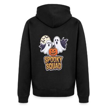 Halloween Spooky Squad Geist mit Mütze - Unisex Premium Bio Zip Hoodie - Schwarz - Hinten - Nico (187cm)
