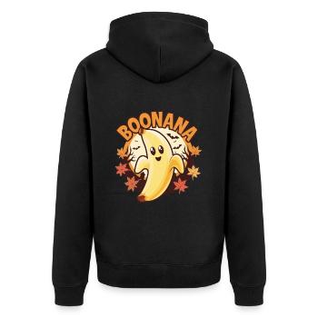 Halloween Boonana Halloween Geist - Unisex Premium Bio Zip Hoodie - Schwarz - Hinten - Nico (187cm)