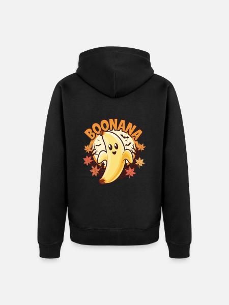 Halloween Boonana Halloween Ghost - Unisex Premium Organic Zip Hoodie - black