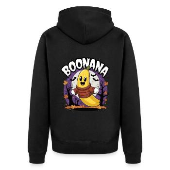 Halloween Boonana Halloween Geist - Unisex Premium Bio Zip Hoodie - Schwarz - Hinten - Nico (187cm)