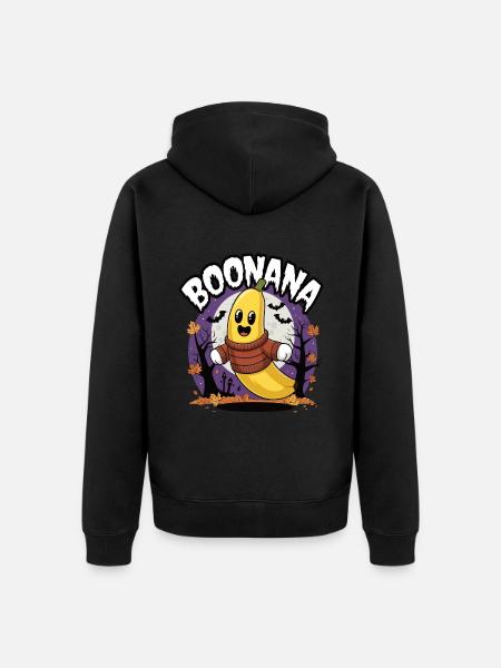 Halloween Boonana Halloween Ghost - Unisex Premium Organic Zip Hoodie - black