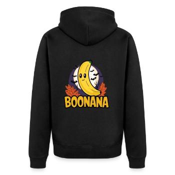 Halloween Boonana Halloween Geist - Unisex Premium Bio Zip Hoodie - Schwarz - Hinten - Nico (187cm)