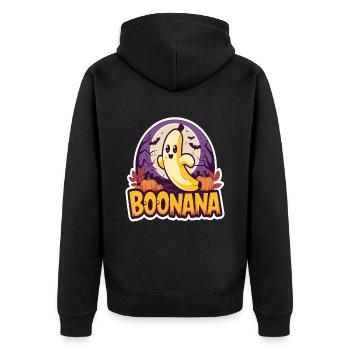 Halloween Boonana Halloween Geist - Unisex Premium Bio Zip Hoodie - Schwarz - Hinten - Nico (187cm)