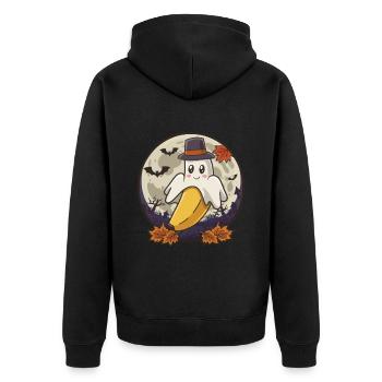 Halloween Boonana Halloween Geist - Unisex Premium Bio Zip Hoodie - Schwarz - Hinten - Nico (187cm)
