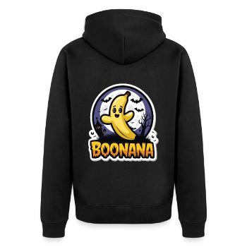 Halloween Boonana Halloween Geist - Unisex Premium Bio Zip Hoodie - Schwarz - Hinten - Nico (187cm)