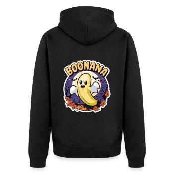 Halloween Boonana Halloween Geist - Unisex Premium Bio Zip Hoodie - Schwarz - Hinten - Nico (187cm)