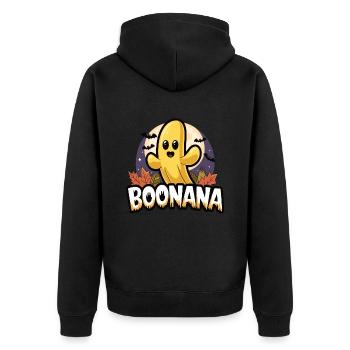 Halloween Boonana Halloween Geist - Unisex Premium Bio Zip Hoodie - Schwarz - Hinten - Nico (187cm)