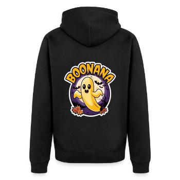 Halloween Boonana Halloween Geist - Unisex Premium Bio Zip Hoodie - Schwarz - Hinten - Nico (187cm)