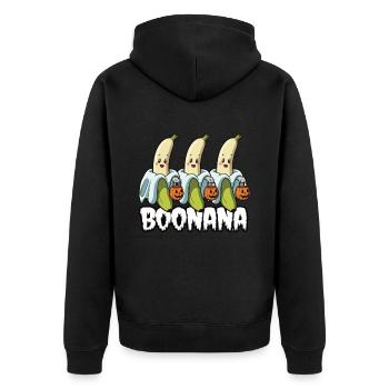 Halloween Boonana Halloween Geist - Unisex Premium Bio Zip Hoodie - Schwarz - Hinten - Nico (187cm)