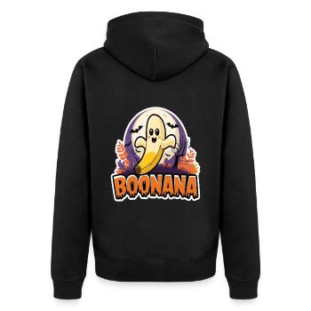 Halloween Boonana Halloween Geist - Unisex Premium Bio Zip Hoodie - Schwarz - Hinten - Nico (187cm)