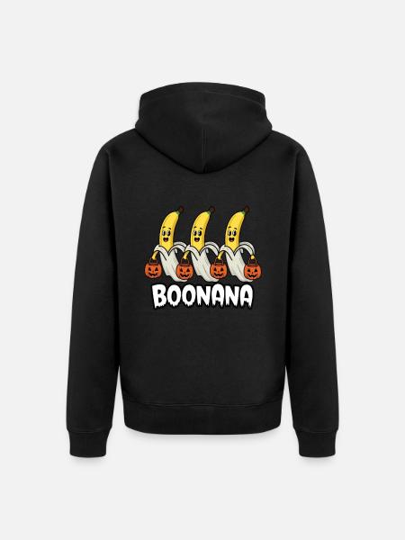 Halloween Boonana Halloween Ghost - Unisex Premium Organic Zip Hoodie - black