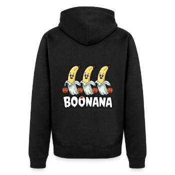 Halloween Boonana Halloween Geist - Unisex Premium Bio Zip Hoodie - Schwarz - Hinten - Nico (187cm)