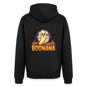 Halloween Boonana Halloween Geist - Unisex Premium Bio Zip Hoodie - Schwarz - Hinten - Nico (187cm)