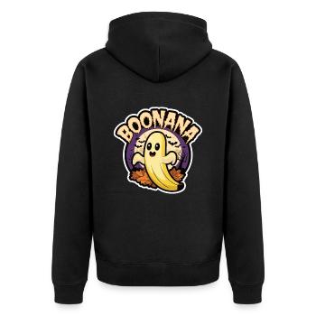 Halloween Boonana Halloween Geist - Unisex Premium Bio Zip Hoodie - Schwarz - Hinten - Nico (187cm)