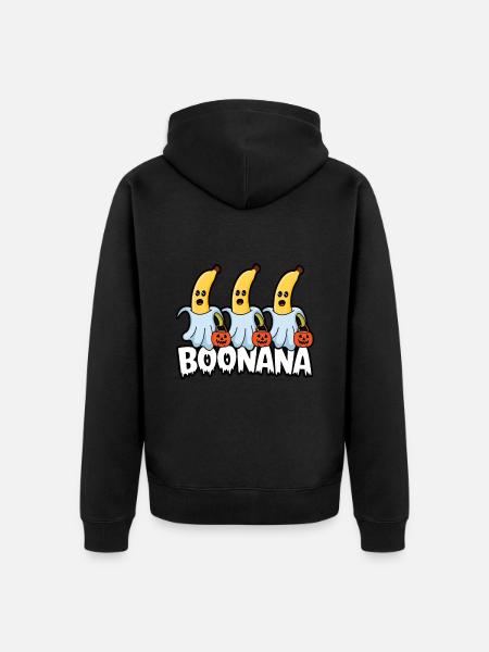 Halloween Boonana Halloween Ghost - Unisex Premium Organic Zip Hoodie - black