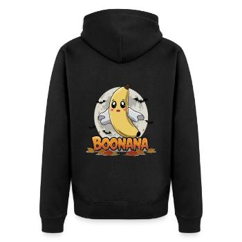 Halloween Boonana Halloween Geist - Unisex Premium Bio Zip Hoodie - Schwarz - Hinten - Nico (187cm)