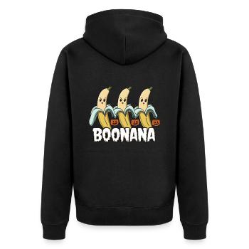 Halloween Boonana Halloween Geist - Unisex Premium Bio Zip Hoodie - Schwarz - Hinten - Nico (187cm)