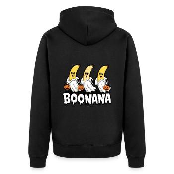 Halloween Boonana Halloween Geist - Unisex Premium Bio Zip Hoodie - Schwarz - Hinten - Nico (187cm)