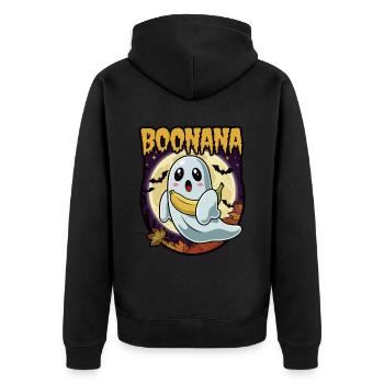 Halloween Boonana Halloween Geist - Unisex Premium Bio Zip Hoodie - Schwarz - Hinten - Nico (187cm)