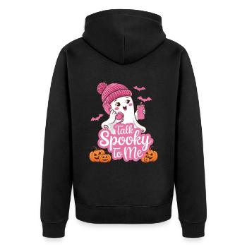 Halloween Ghost Funny Talk Spooky To Me - Unisex Premium Bio Zip Hoodie - Schwarz - Hinten - Nico (187cm)