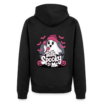 Halloween Ghost Funny Talk Effrayant pour moi - Veste à capuche bio Premium Unisexe - noir - Dos - Nico (187cm)