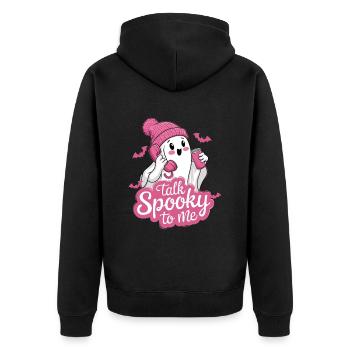 Halloween Ghost Funny Talk Effrayant pour moi - Veste à capuche bio Premium Unisexe - noir - Dos - Nico (187cm)