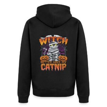 Halloween Cat Forget Candy Give Me A Cat - Unisex Premium Organic Zip Hoodie - black - Back - Nico (187cm)