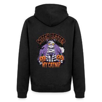Halloween Cat Forget Candy Give Me A Cat - Unisex Premium Organic Zip Hoodie - black - Back - Nico (187cm)