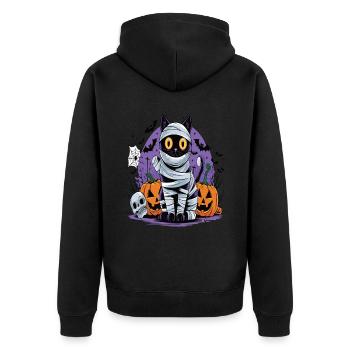 Halloween Cat Forget Candy Give Me A Cat - Unisex Premium Organic Zip Hoodie - black - Back - Nico (187cm)