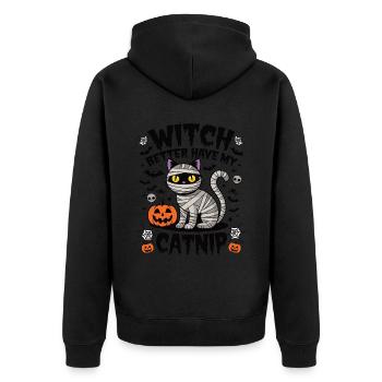 Halloween Cat Forget Candy Give Me A Cat - Unisex Premium Organic Zip Hoodie - black - Back - Nico (187cm)