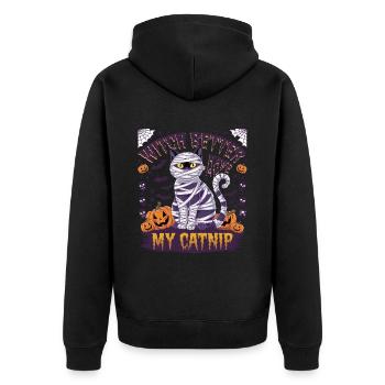 Halloween Cat Forget Candy Give Me A Cat - Unisex Premium Organic Zip Hoodie - black - Back - Nico (187cm)