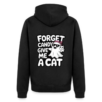 Halloween Cat Forget Candy Give Me A Cat - Unisex Premium Organic Zip Hoodie - black - Back - Nico (187cm)