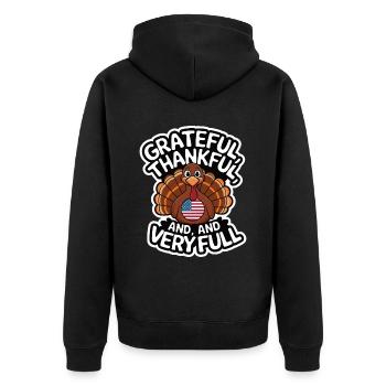 Lustiger Thanksgiving Truthahn - Unisex Premium Bio Zip Hoodie - Schwarz - Hinten - Nico (187cm)